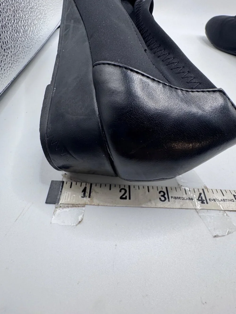 Angel Steps Black 9.5M  Wedge Comfort Shoes Slip-On Stretch Fabric